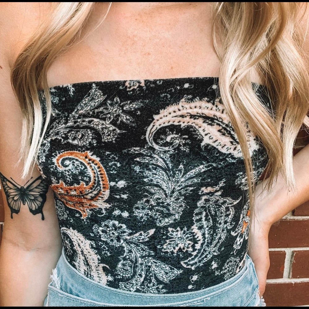 Urban Outfitters Velvet Paisley Bodysuit